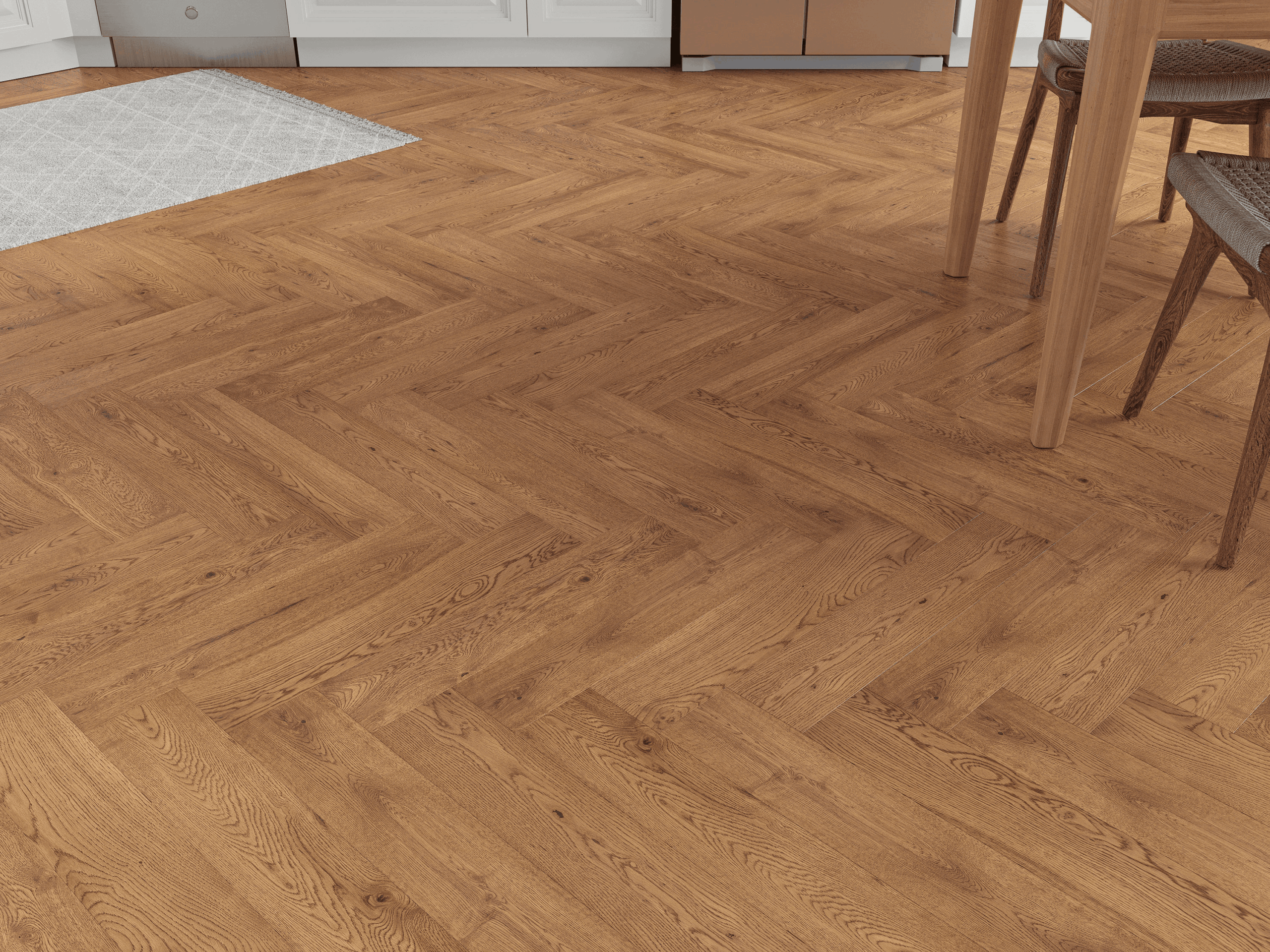 125 x 600 x 15/4 Natural Brushed & UV Oiled Herringbone - Image 3